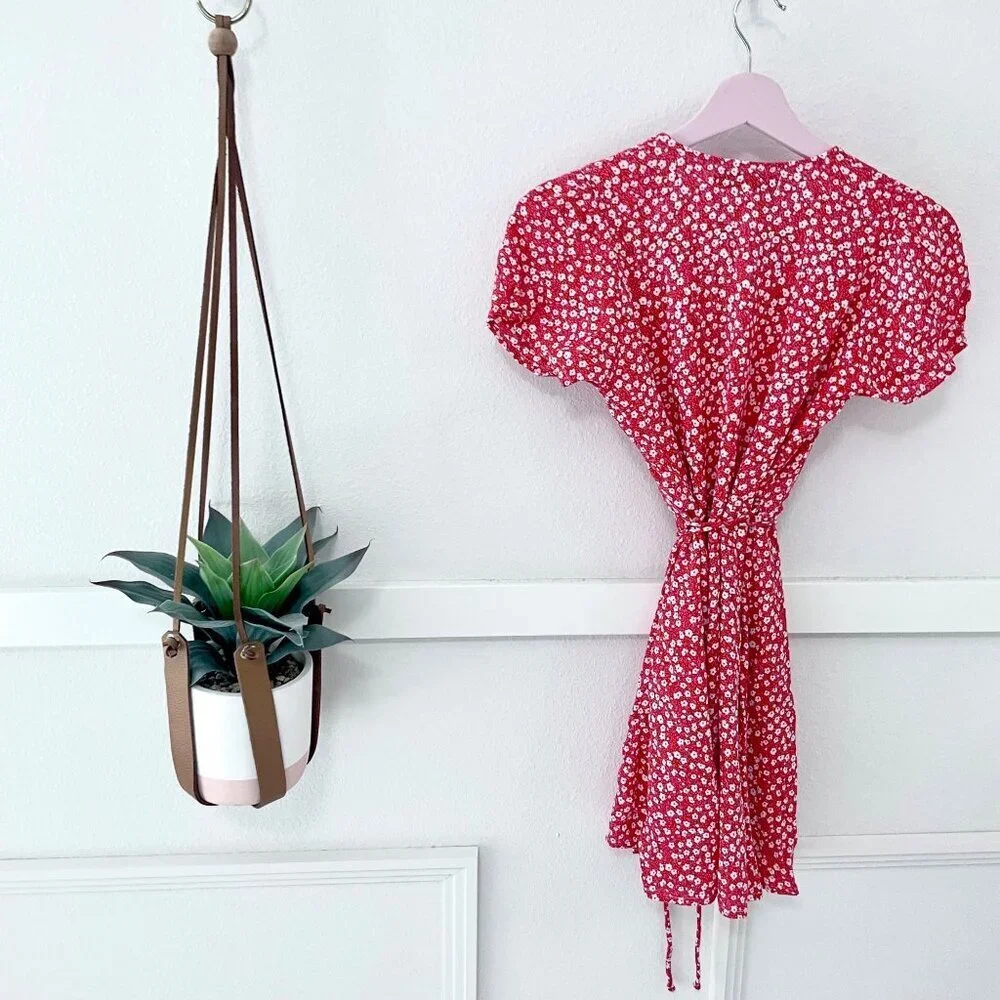Faithfull the Brand Louella Floral-Print Wrap Dress Red Size 4
